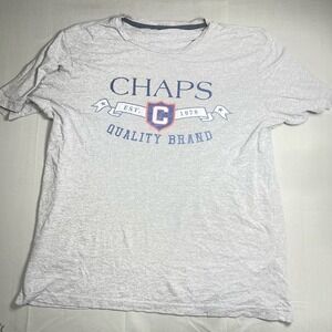 Chaps Men's T-Shirt Size M -Gray Graphic Logo Short Sleeve Casual Tee